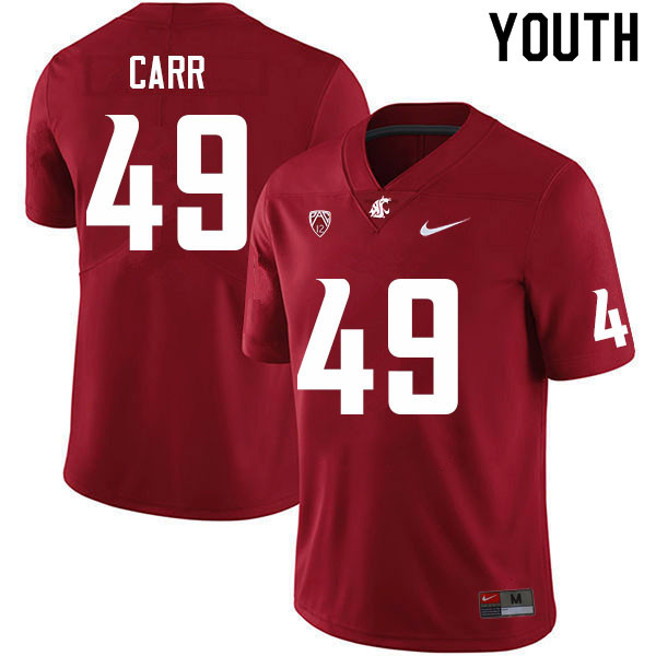 Youth #49 Mason Carr Washington State Cougars College Football Jerseys Sale-Crimson